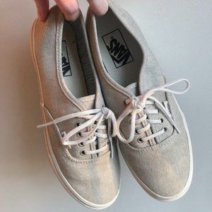 Beige and White Vans Sneakers | Women's Size 8.5
